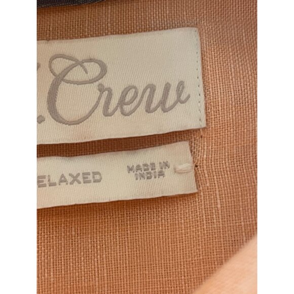 Peach Button-Up Linen Blouse By J. Crew Made in India - Picture 8 of 14